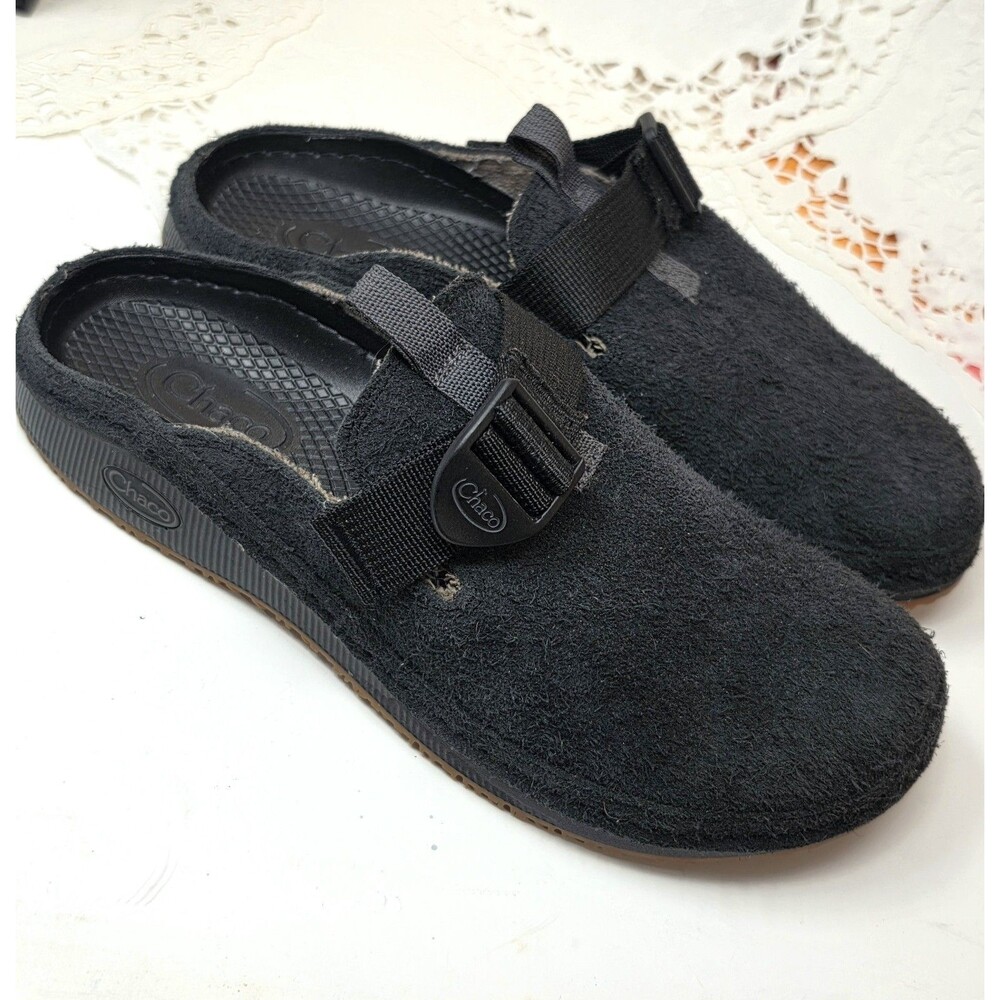 Chaco Paonia Clog Women's Size 9 Black Suede Slip-On Shoes JCH108934 Wool lined